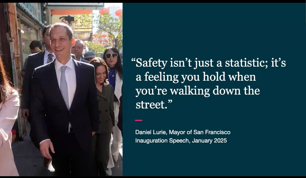 Mayor Daniel Lurie quoted on public safety at the incubator readout